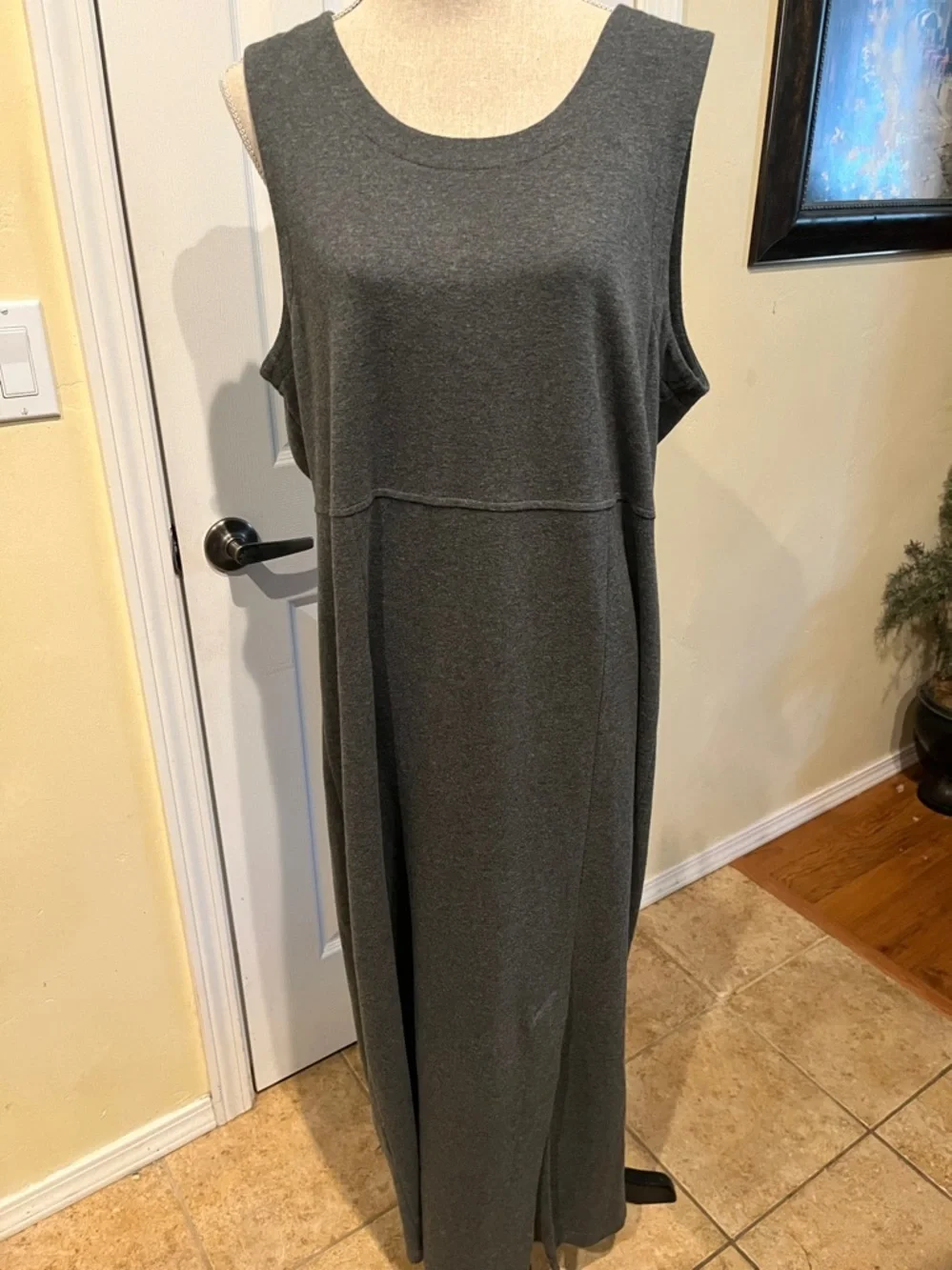 eddie bauer maxi dress Eddie Bauer Linen Cotton Maxi Dress Womens 16 Beige Sleeveless Button Up Casual